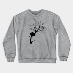 Silhouette Of Stork Nest In Tree With Fledglings Crewneck Sweatshirt